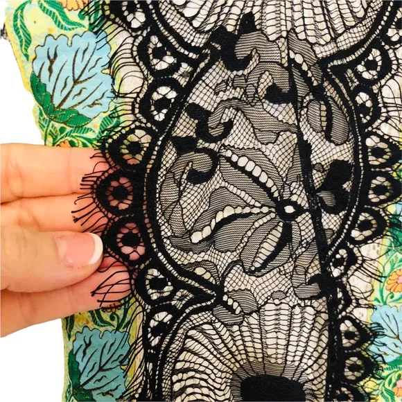 Anna Sui Embroidered Lace Eyelash Embellished Dress Size 8 - Picture 14 of 15